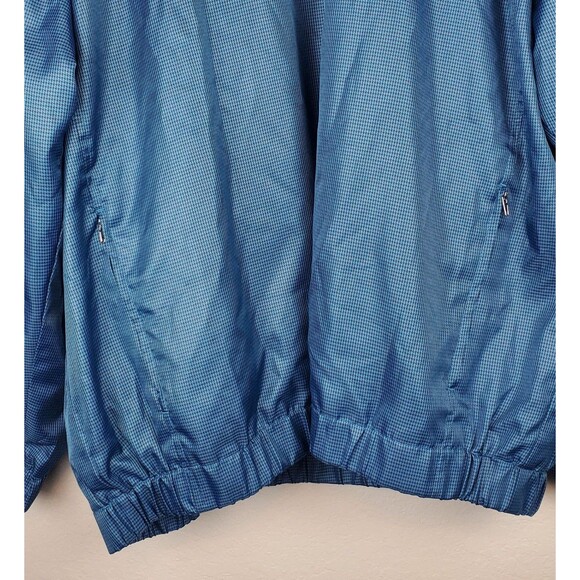 Pro Tour Cool Play Men's XL Pullover Windbreaker Jacket Teal Blue Houndstooth - Picture 2 of 5